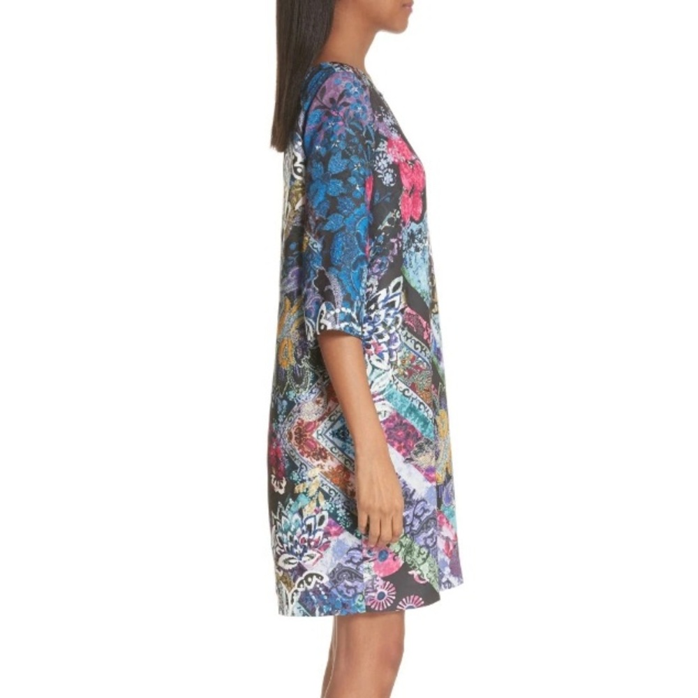 Fuzzi Floral Multicolor Patchwork Print Shift Tun… - image 3